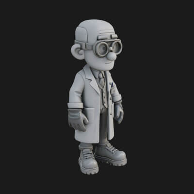Scientist Man Statue Design 4 3D Print Model