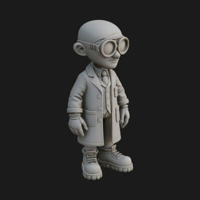 Scientist Man Statue Design 5 3D Print Model