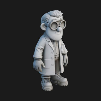 Scientist Man Statue Design 6 3D Print Model
