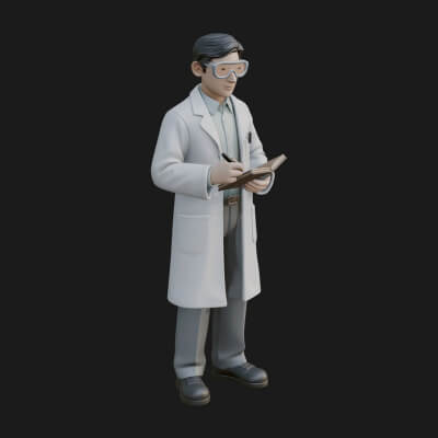 Scientist Man Statue Design 8 3D Print Model