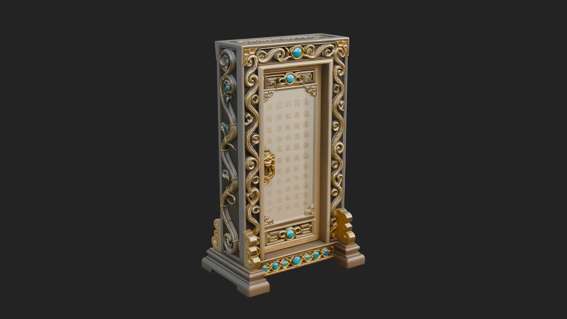 Scroll Framed Stele Plaque Design 1 3D Print Model 3D Model