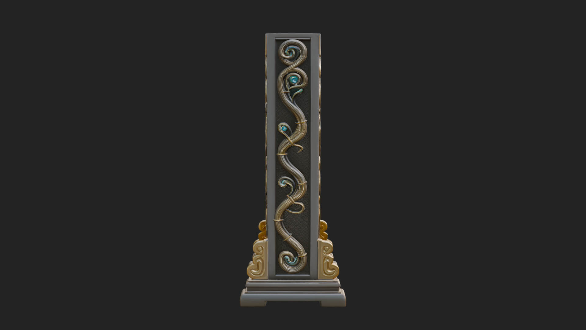 Scroll Framed Stele Plaque Design 1 3D Print Model 3D Model