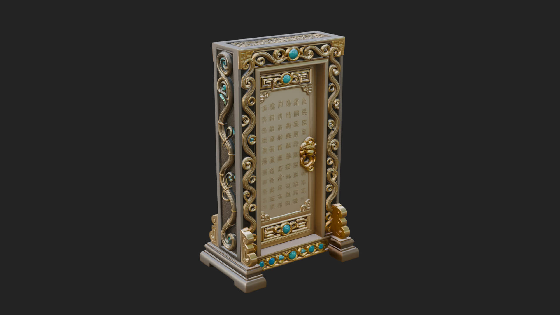 Scroll Framed Stele Plaque Design 1 3D Print Model 3D Model