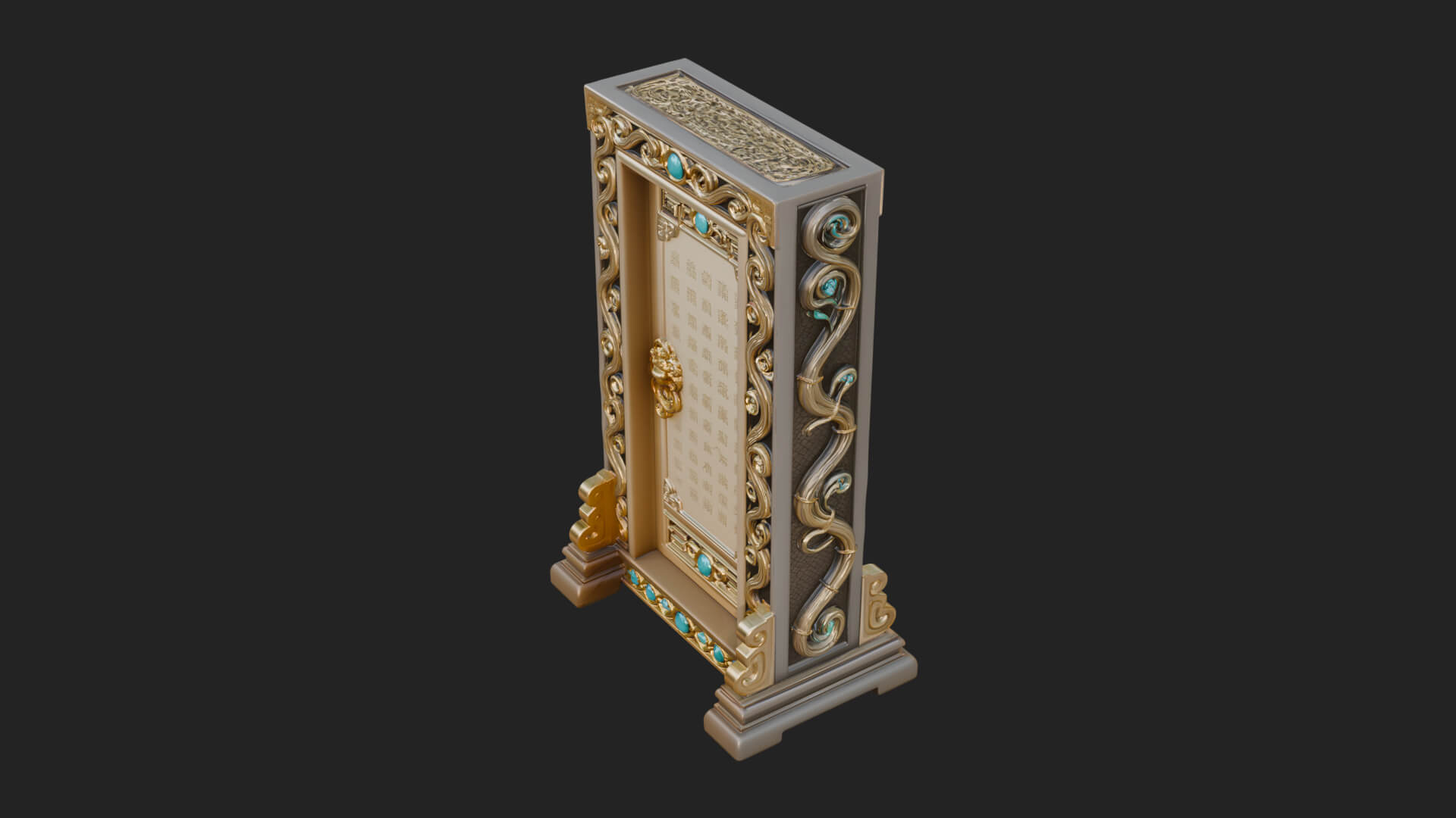 Scroll Framed Stele Plaque Design 1 3D Print Model 3D Model