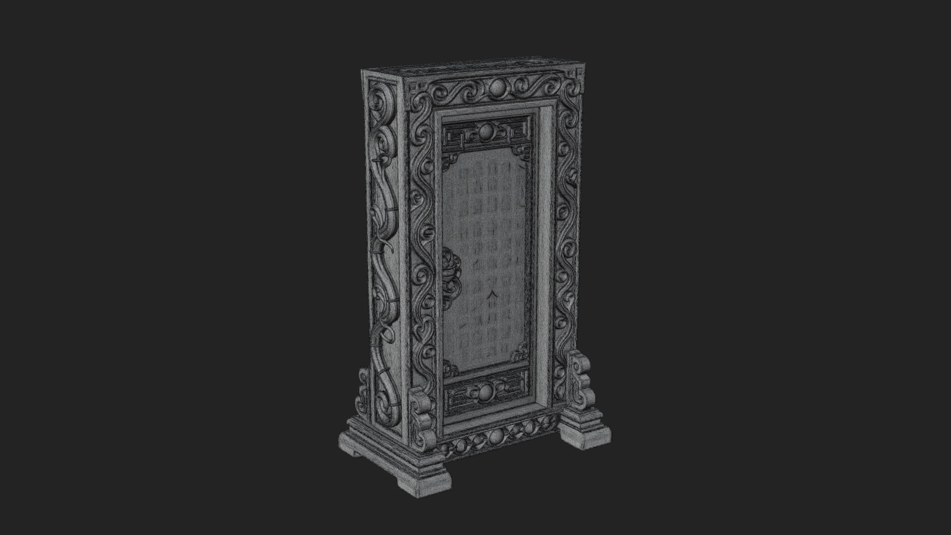 Scroll Framed Stele Plaque Design 1 3D Print Model 3D Model