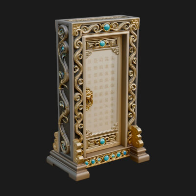Scroll Framed Stele Plaque Design 1 3D Print Model