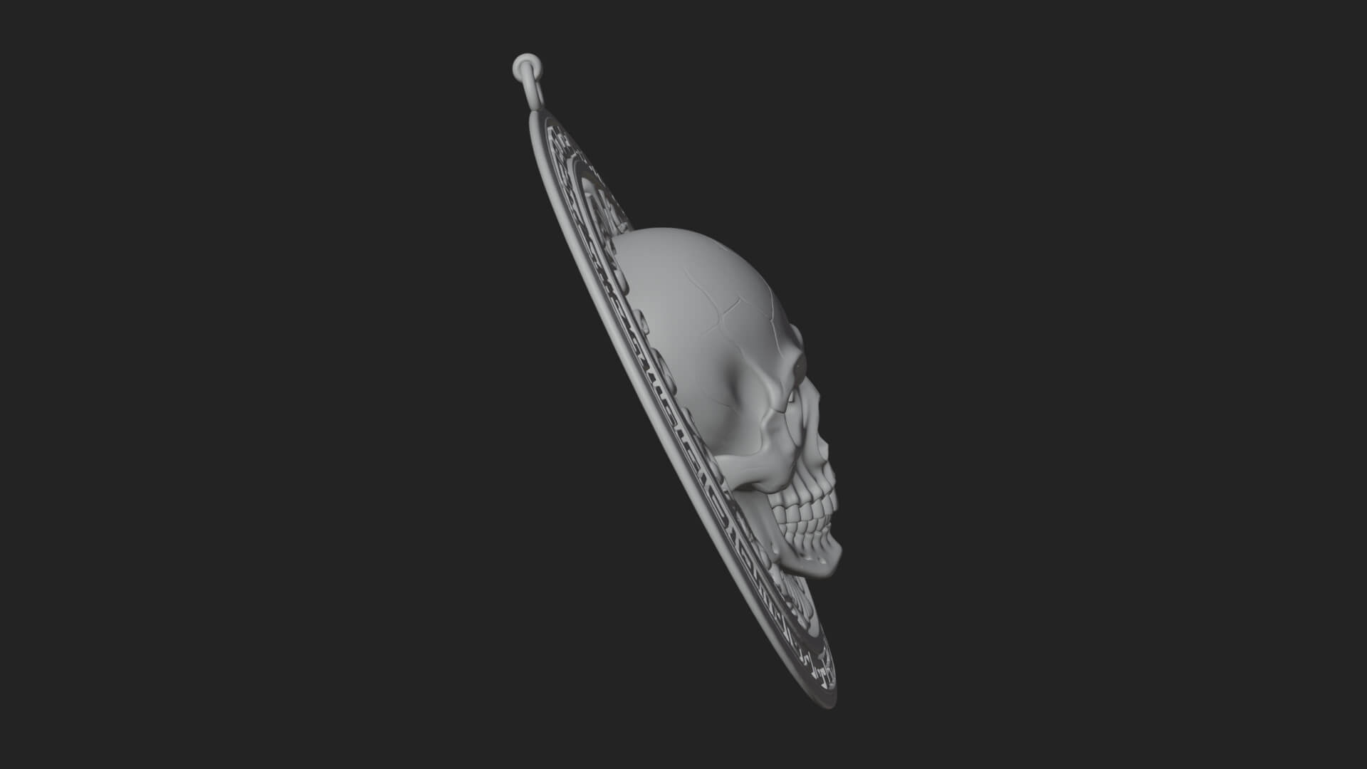 Scroll Skull Oval Relief Plaque Design 1 3D Print Model 3D Model