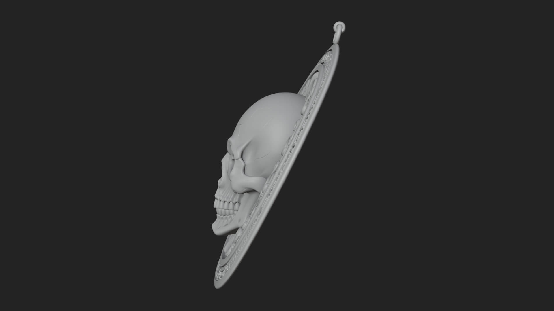 Scroll Skull Oval Relief Plaque Design 1 3D Print Model 3D Model