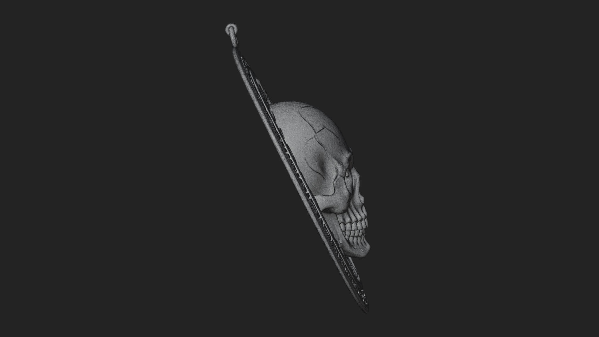 Scroll Skull Oval Relief Plaque Design 1 3D Print Model 3D Model