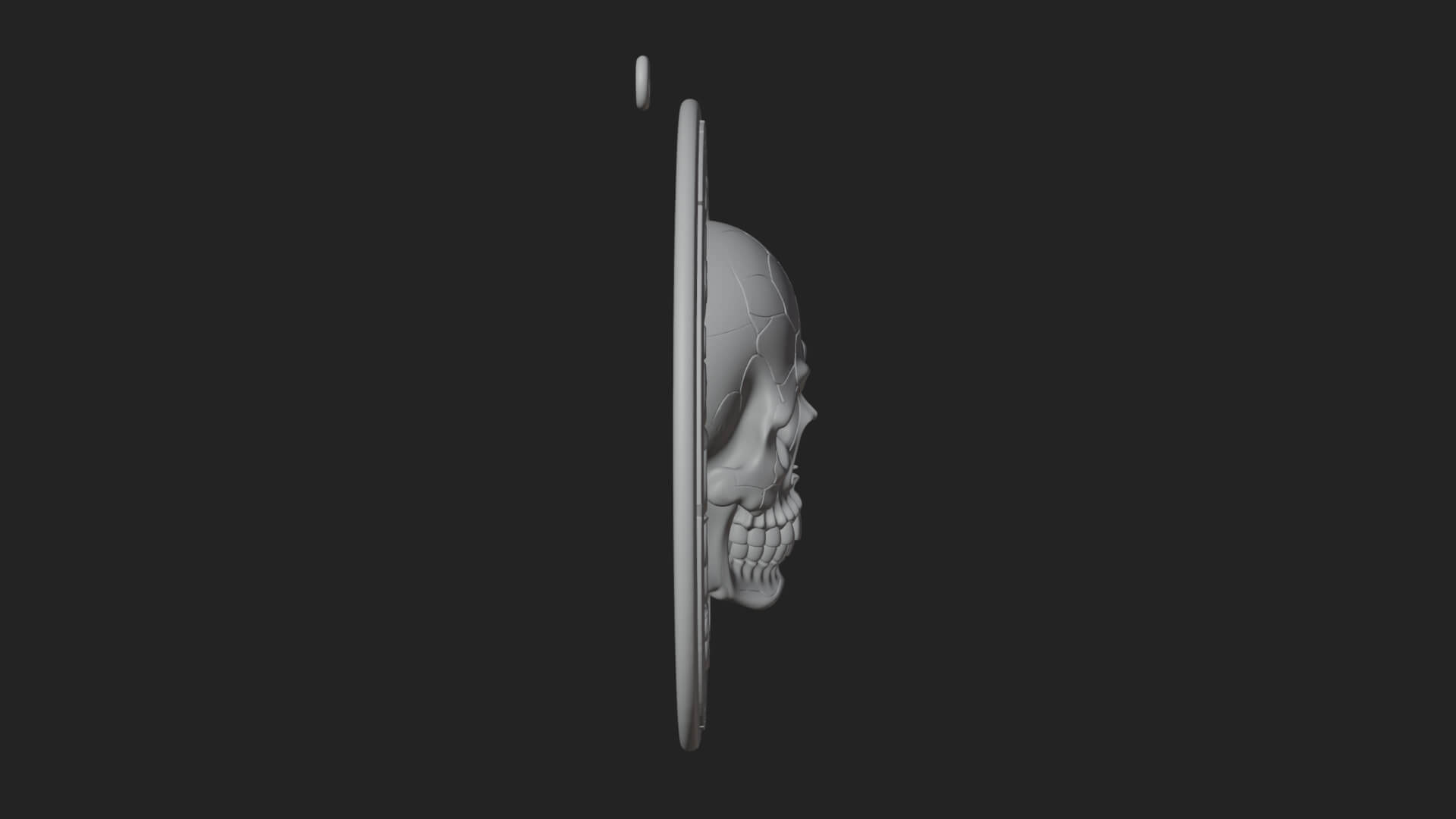 Scroll Skull Oval Relief Plaque Design 2 3D Print Model 3D Model