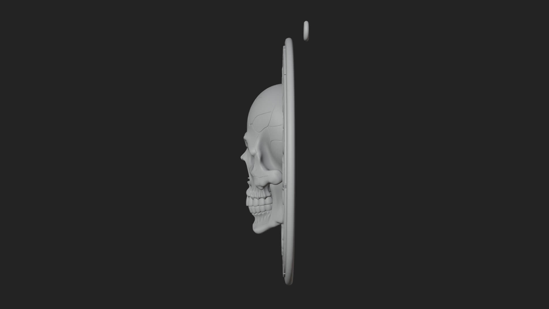 Scroll Skull Oval Relief Plaque Design 2 3D Print Model 3D Model
