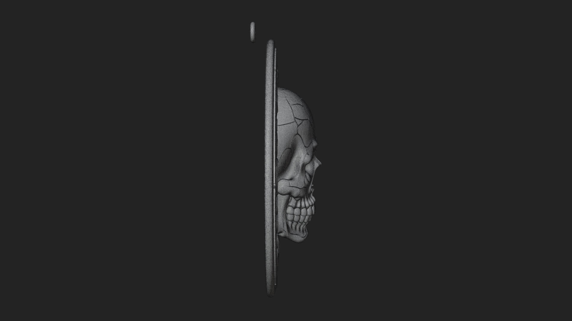 Scroll Skull Oval Relief Plaque Design 2 3D Print Model 3D Model