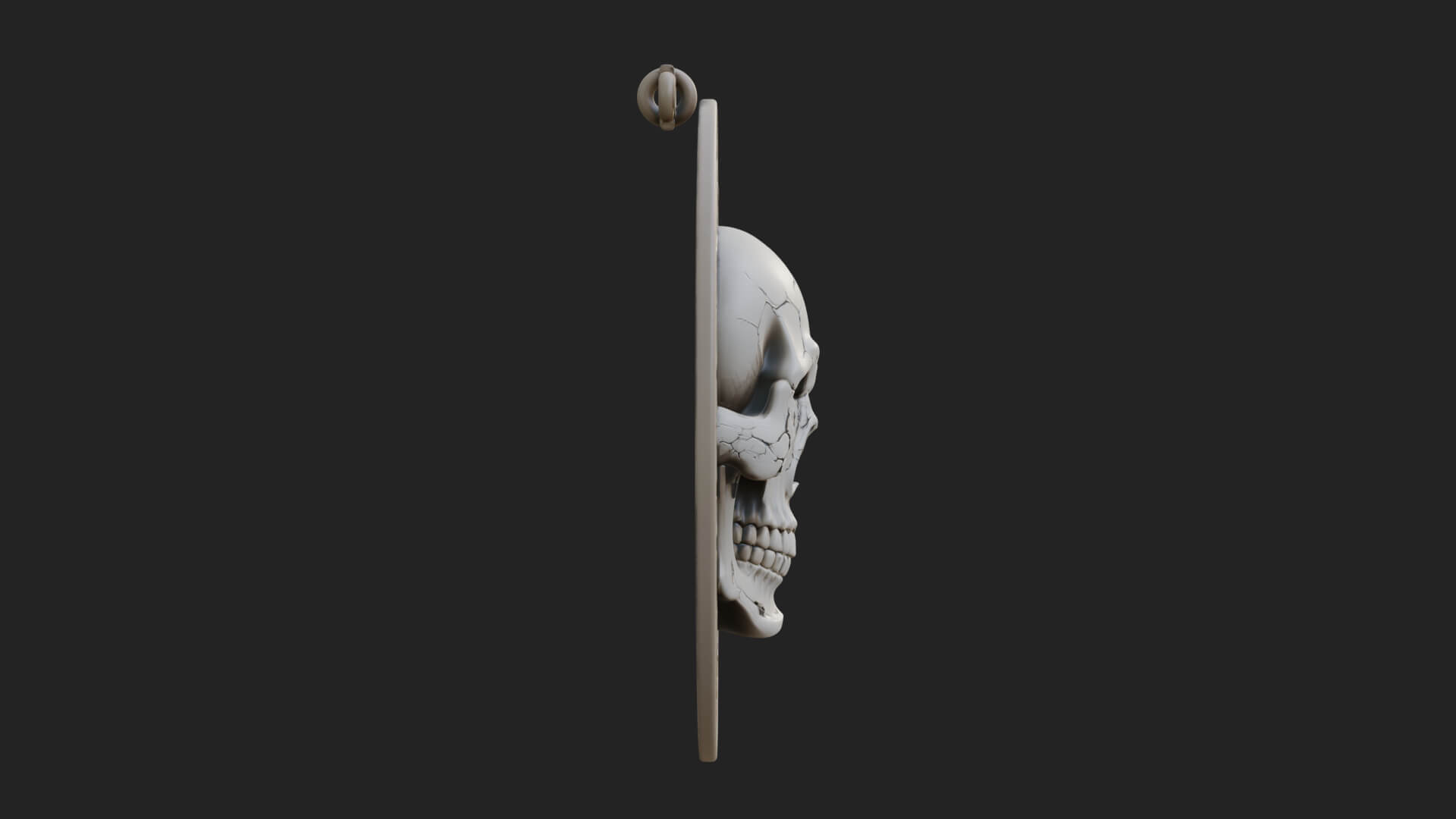 Scroll Skull Oval Relief Plaque Design 3 3D Print Model 3D Model