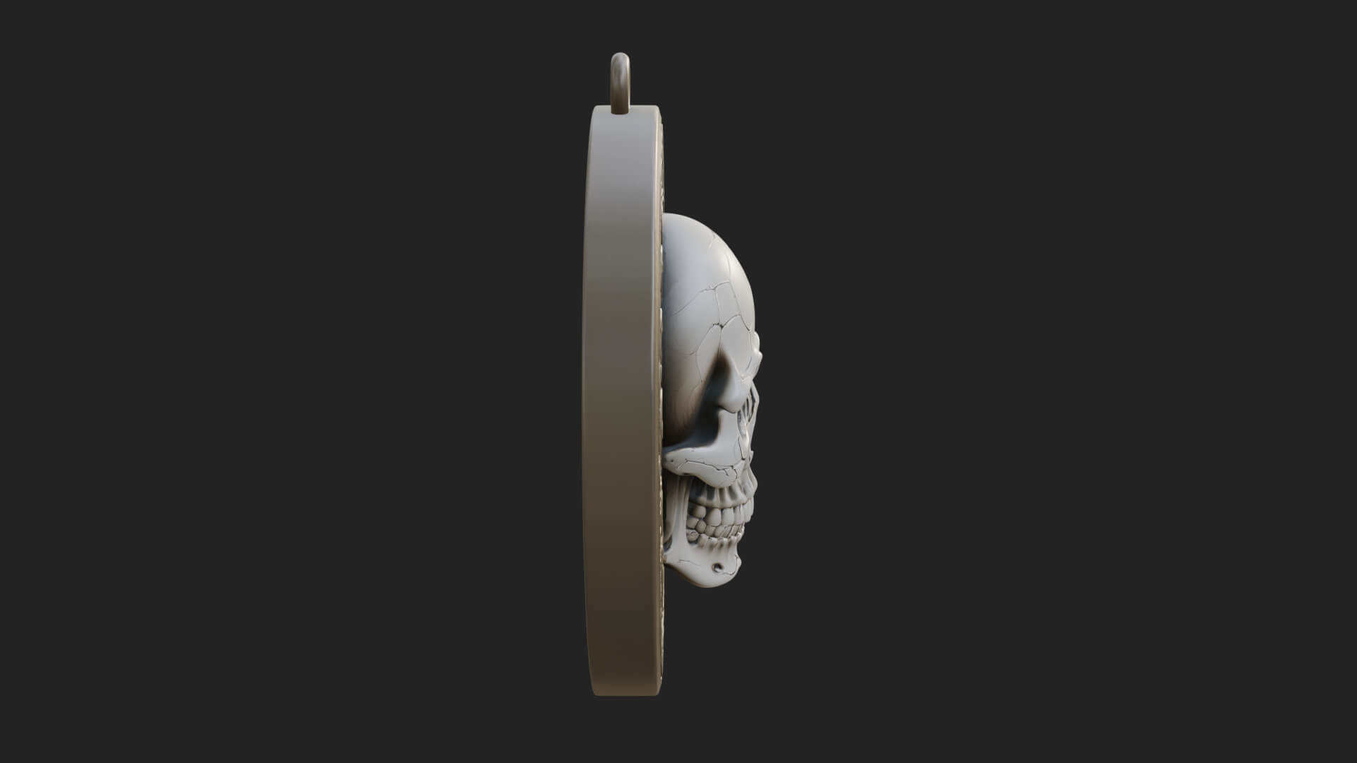 Scroll Skull Oval Relief Plaque Design 4 3D Print Model 3D Model