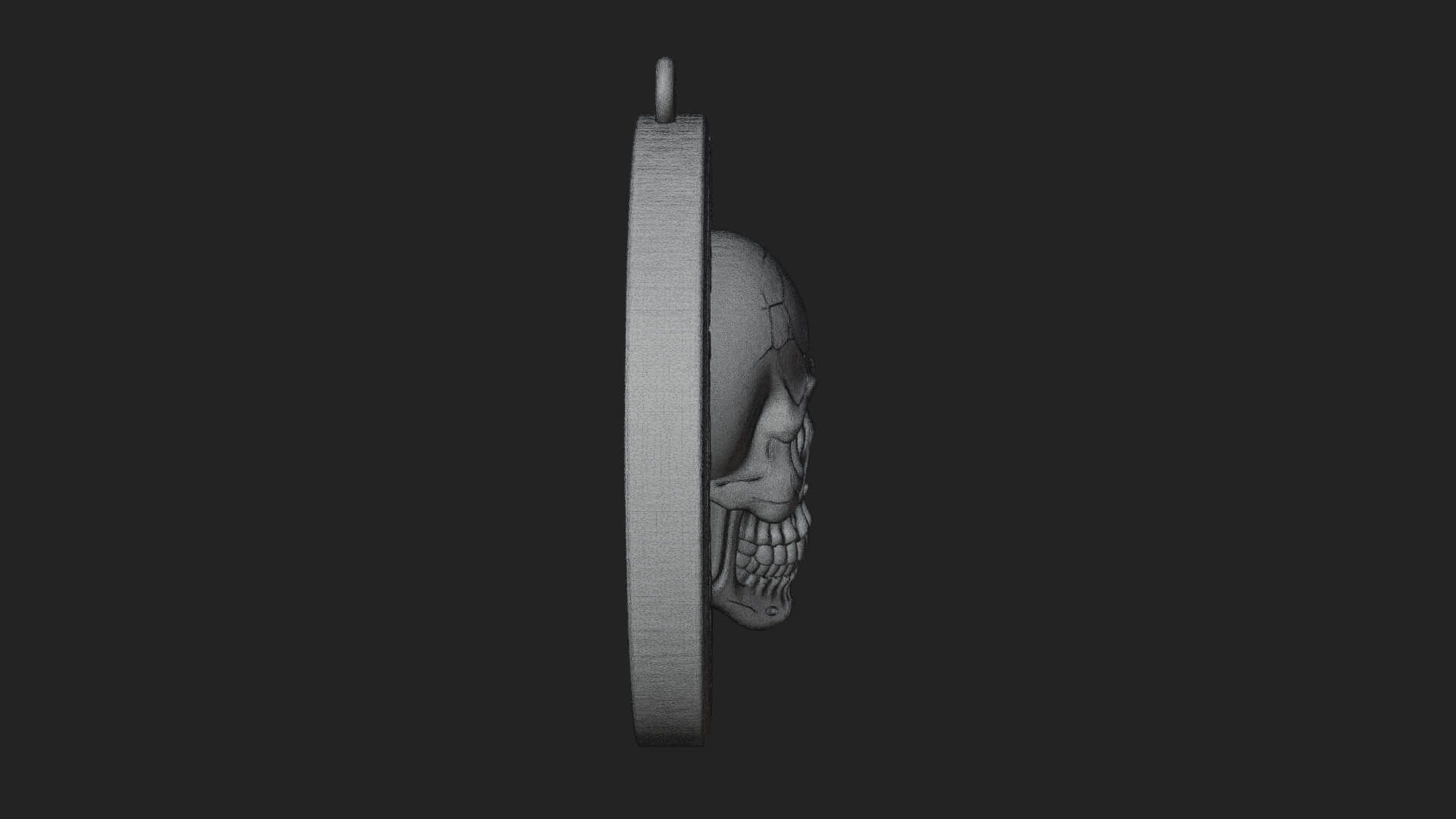 Scroll Skull Oval Relief Plaque Design 4 3D Print Model 3D Model