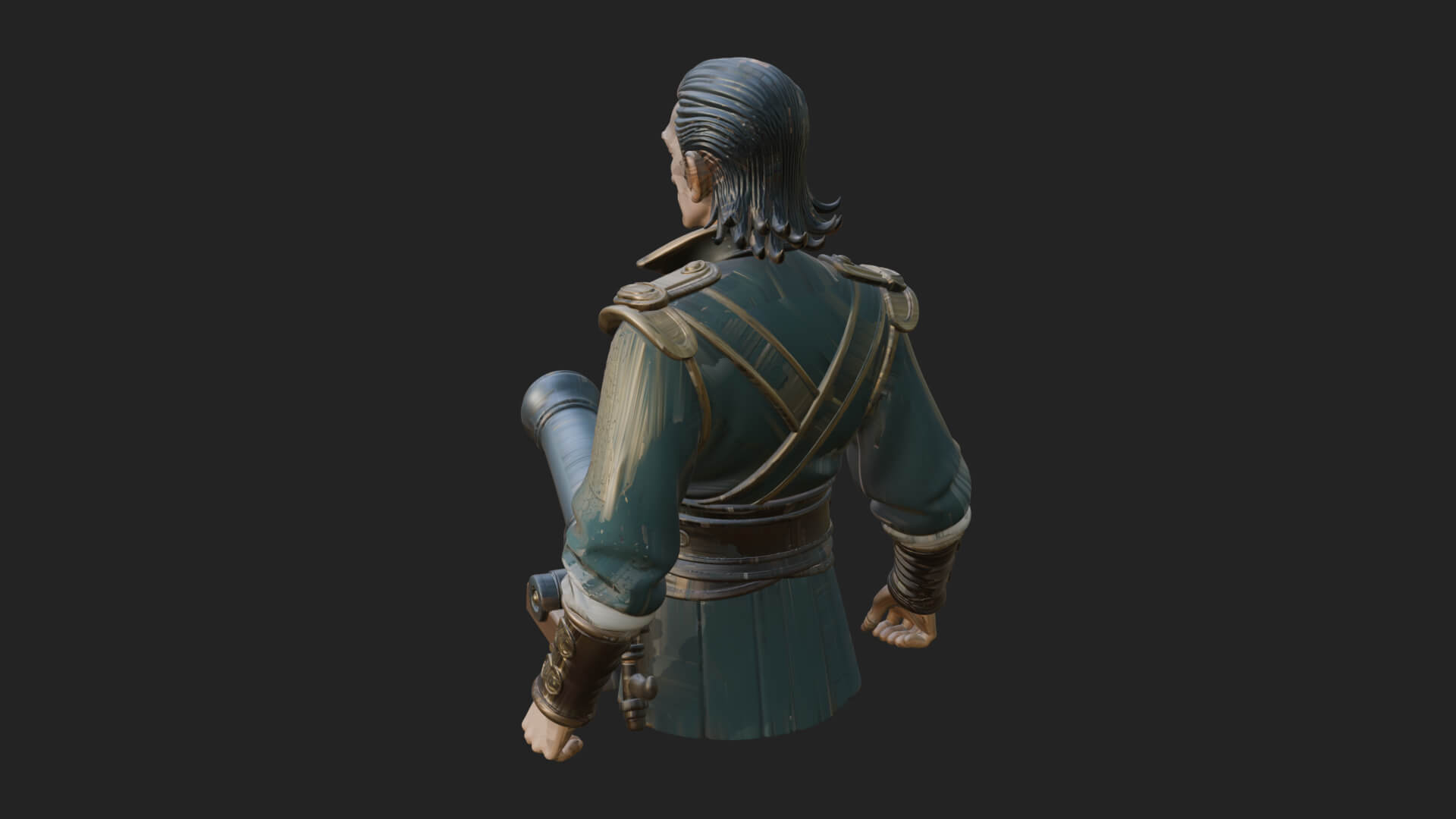 Sea Captain with Cannon Statue Design 1 3D Print Model 3D Model