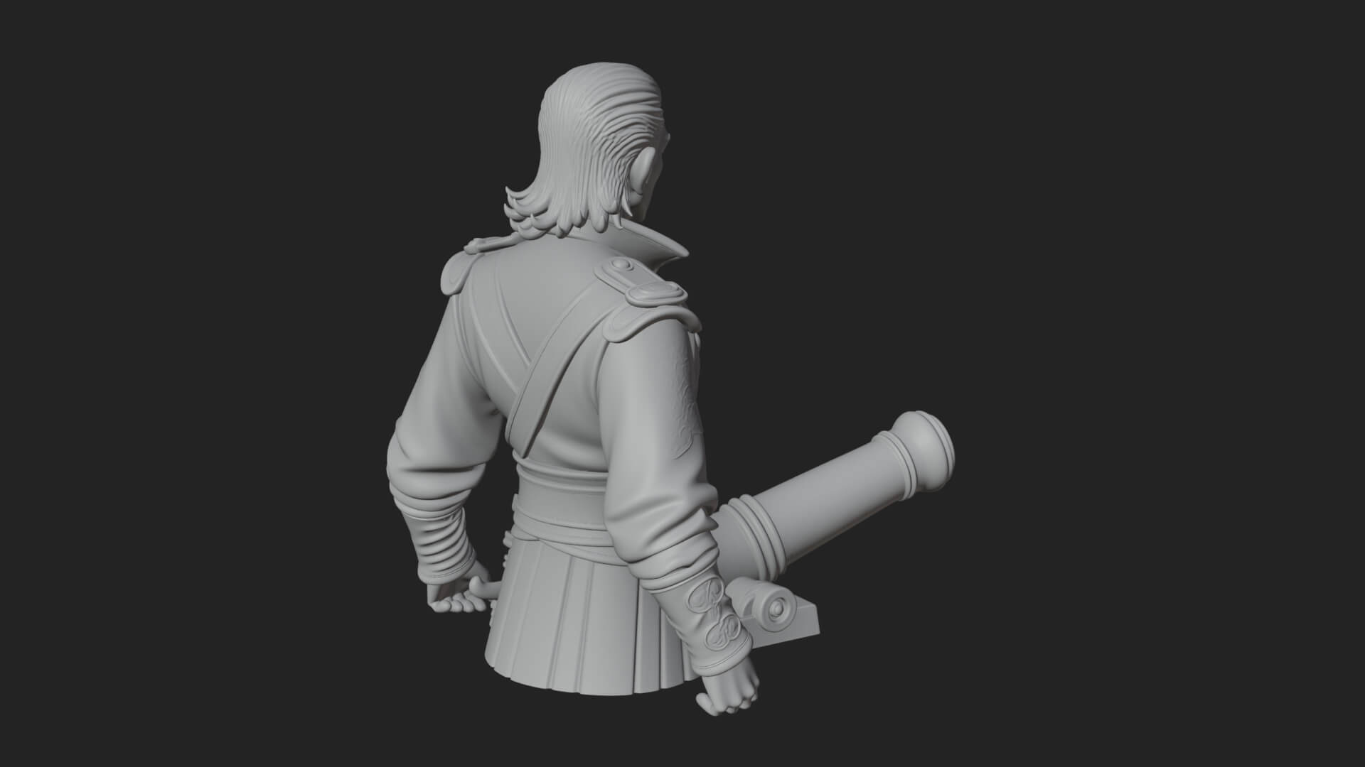 Sea Captain with Cannon Statue Design 1 3D Print Model 3D Model