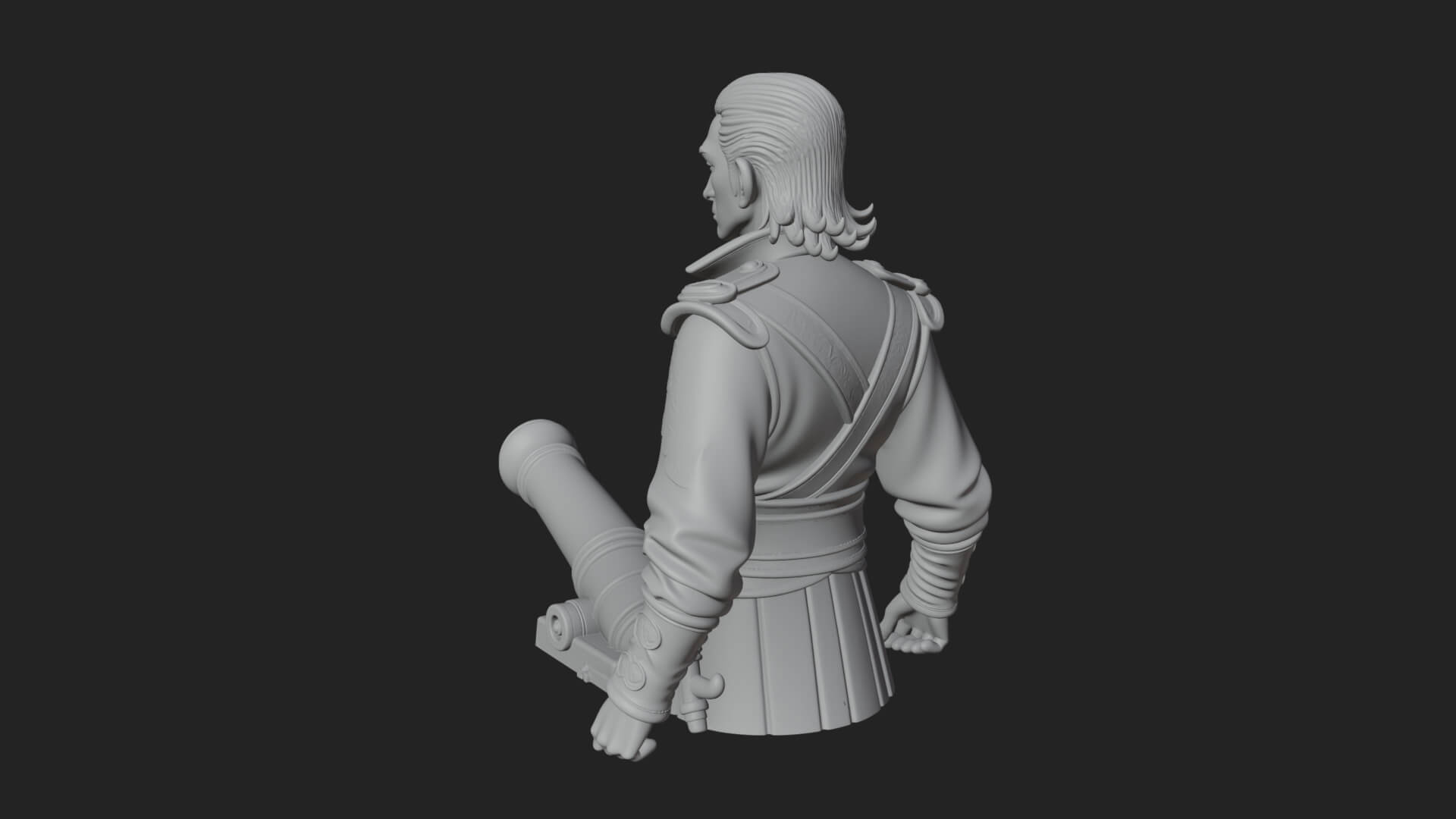 Sea Captain with Cannon Statue Design 1 3D Print Model 3D Model