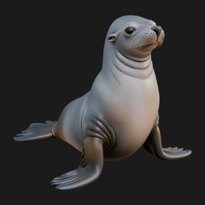 Sea Lion Statue Design 1 3D Print Model