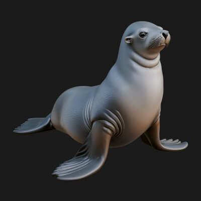 Sea Lion Statue Design 2 3D Print Model