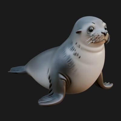 Sea Lion Statue Design 3 3D Print Model