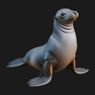 Sea Lion Statue Design 4 3D Print Model