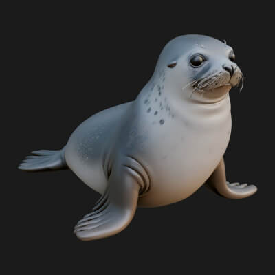Sea Lion Statue Design 6 3D Print Model