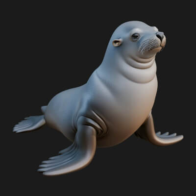Sea Lion Statue Design 8 3D Print Model