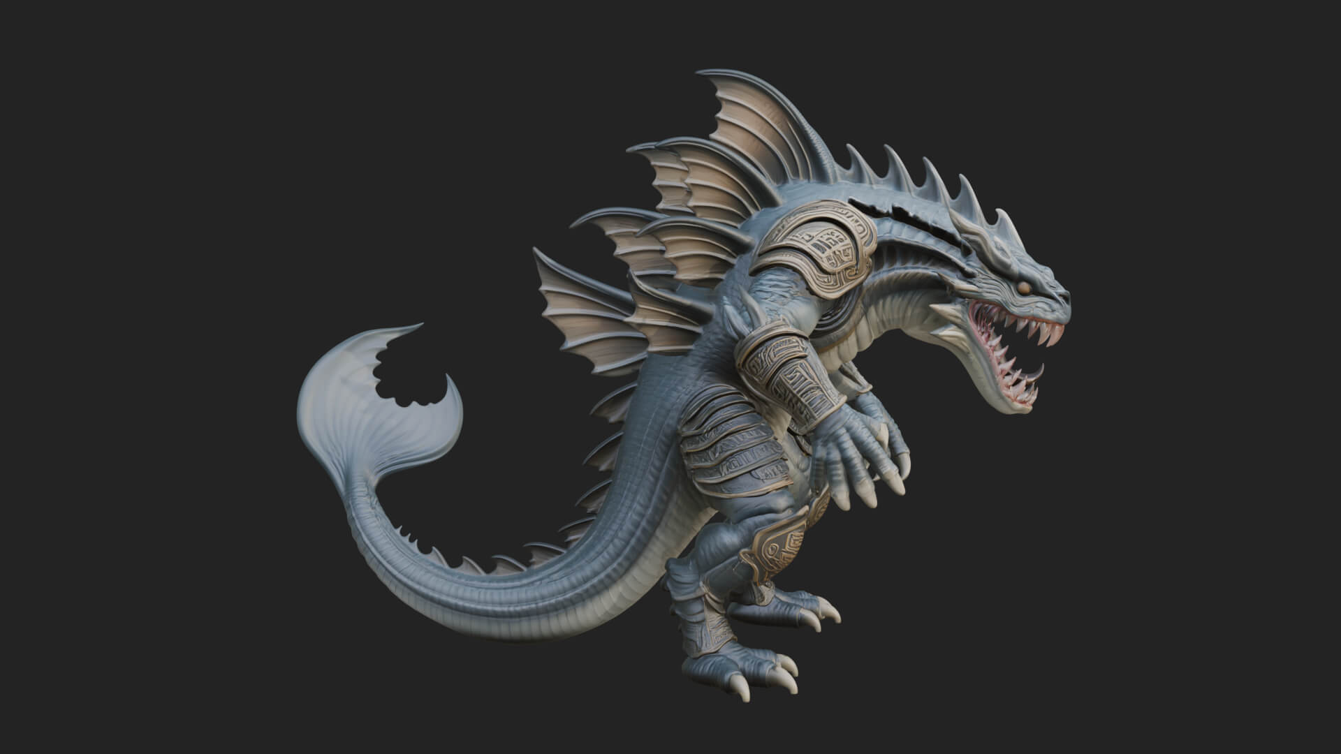 Sea Serpent Dragon Statue Design 1 3D Print Model 3D Model