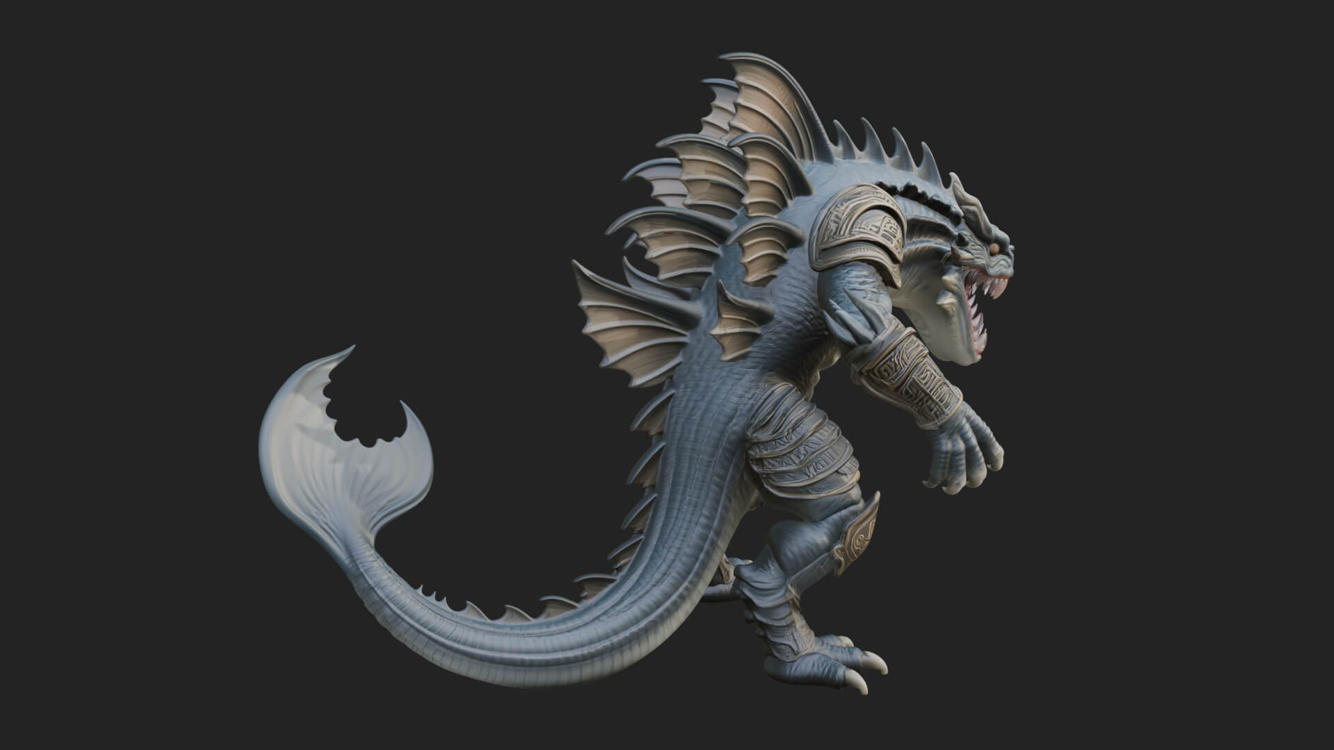 Sea Serpent Dragon Statue Design 1 3D Print Model 3D Model