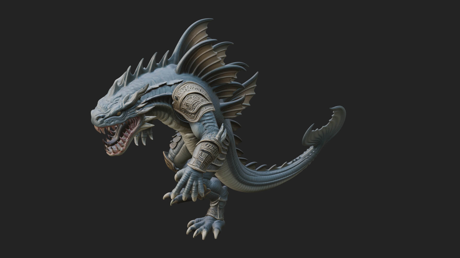 Sea Serpent Dragon Statue Design 1 3D Print Model 3D Model
