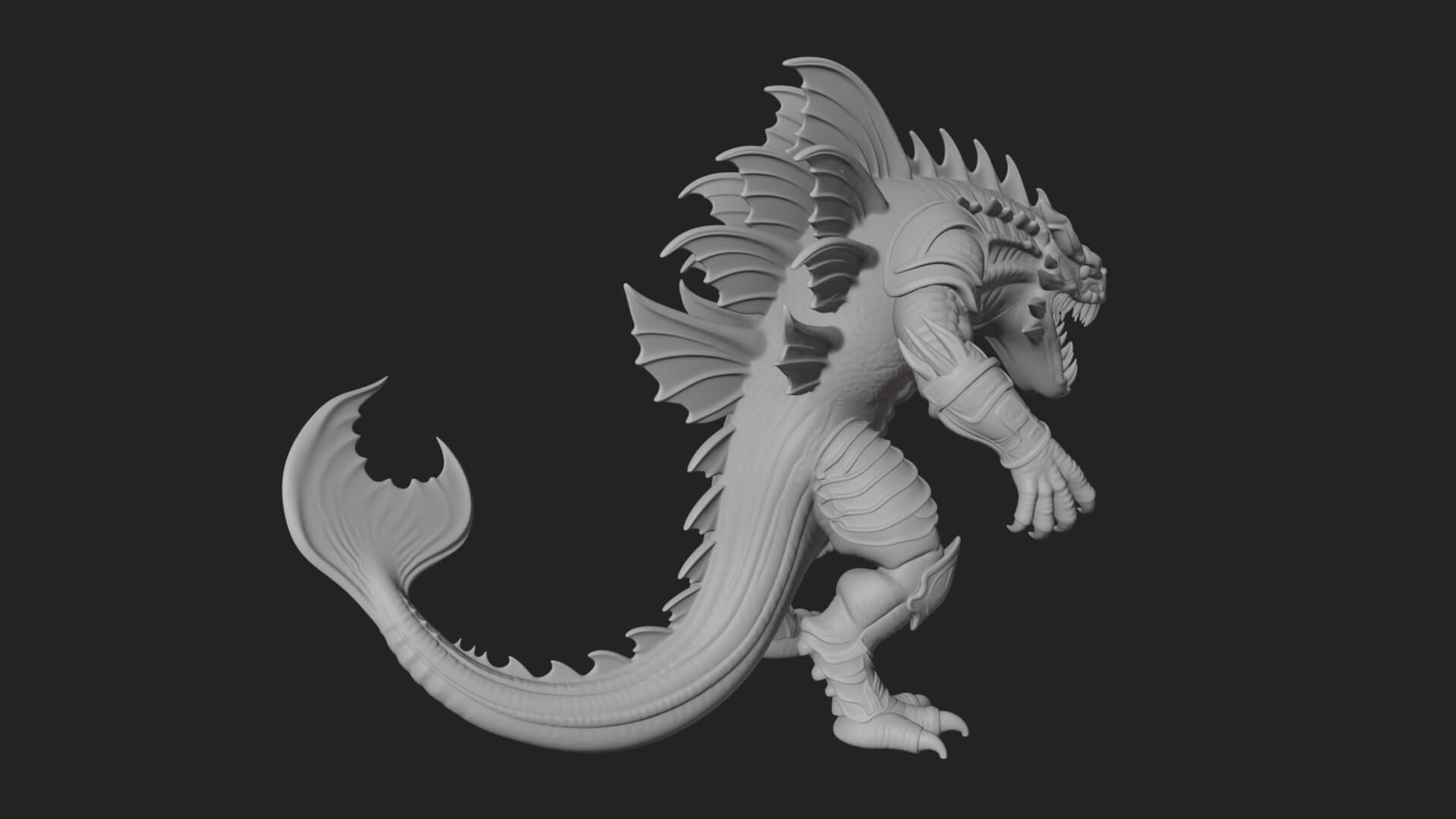 Sea Serpent Dragon Statue Design 1 3D Print Model 3D Model
