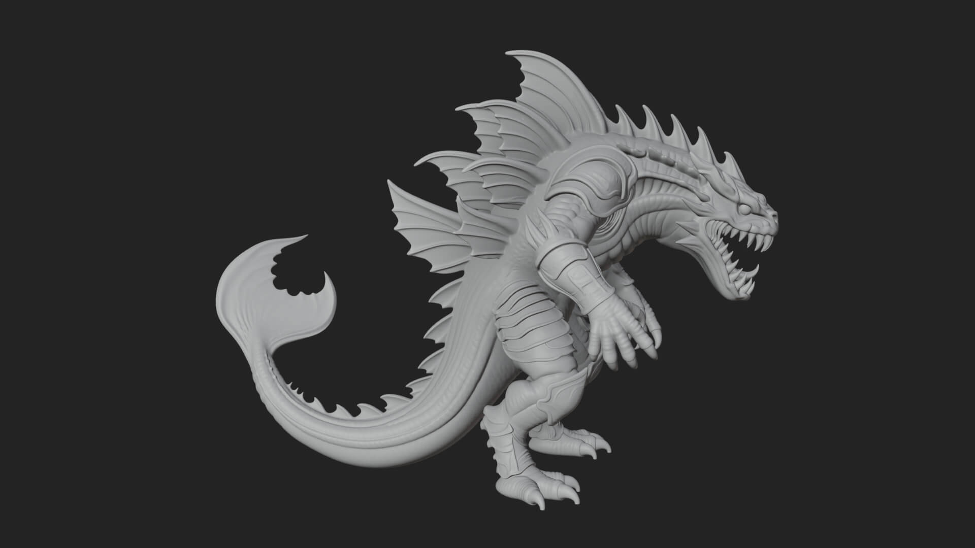 Sea Serpent Dragon Statue Design 1 3D Print Model 3D Model