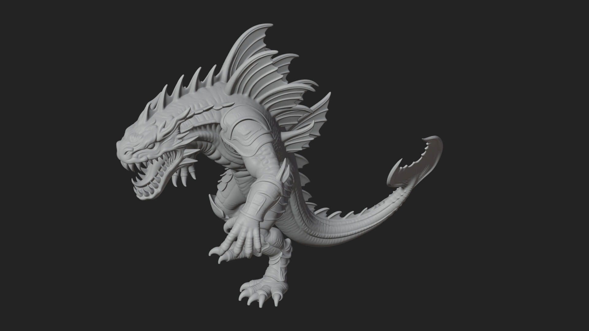 Sea Serpent Dragon Statue Design 1 3D Print Model 3D Model