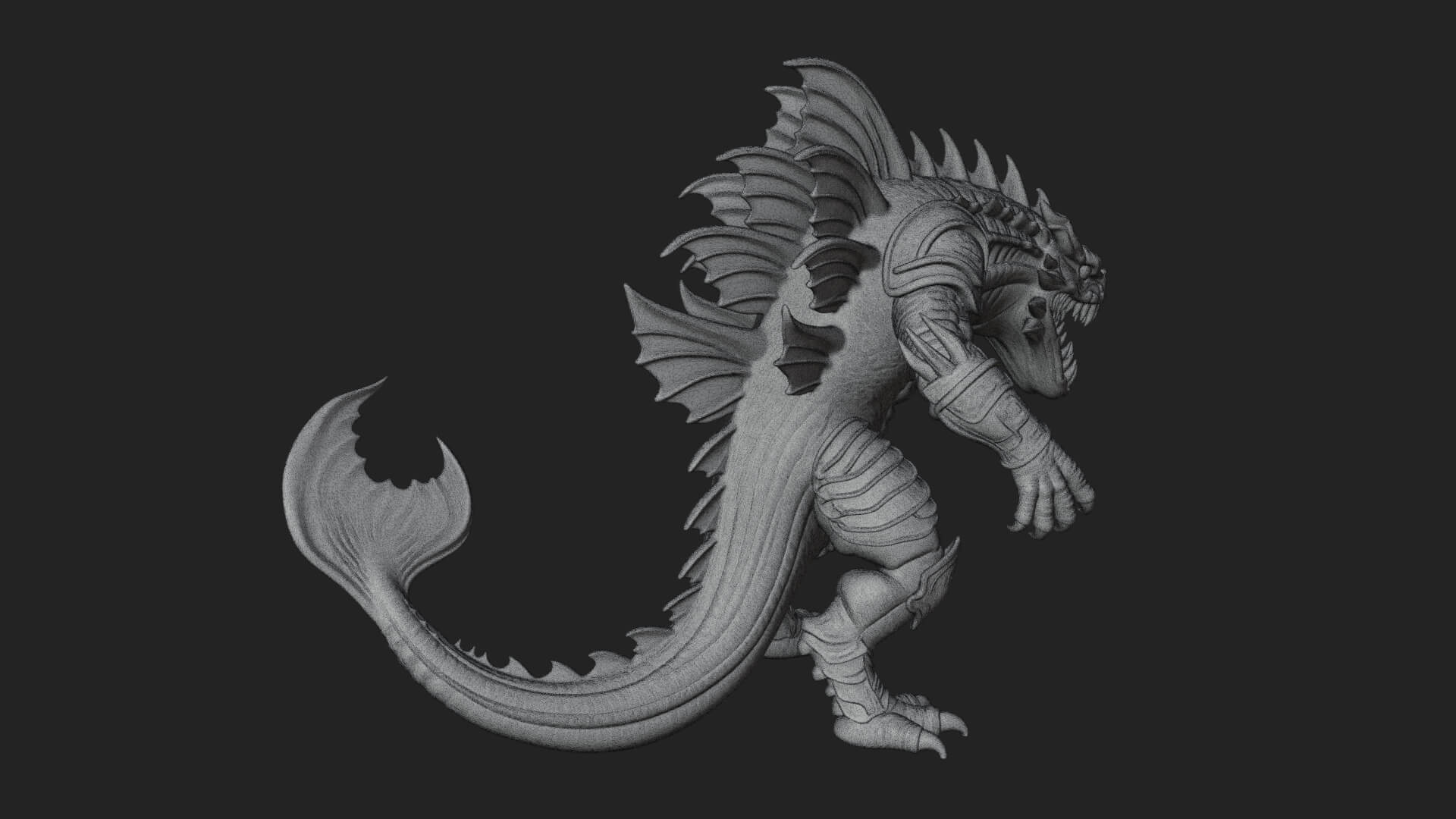 Sea Serpent Dragon Statue Design 1 3D Print Model 3D Model