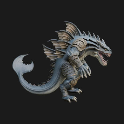Sea Serpent Dragon Statue Design 1 3D Print Model