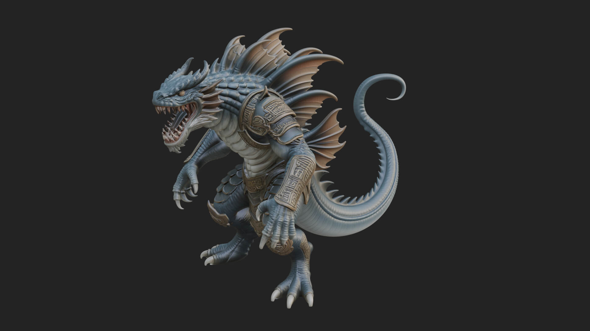 Sea Serpent Dragon Statue Design 2 3D Print Model 3D Model