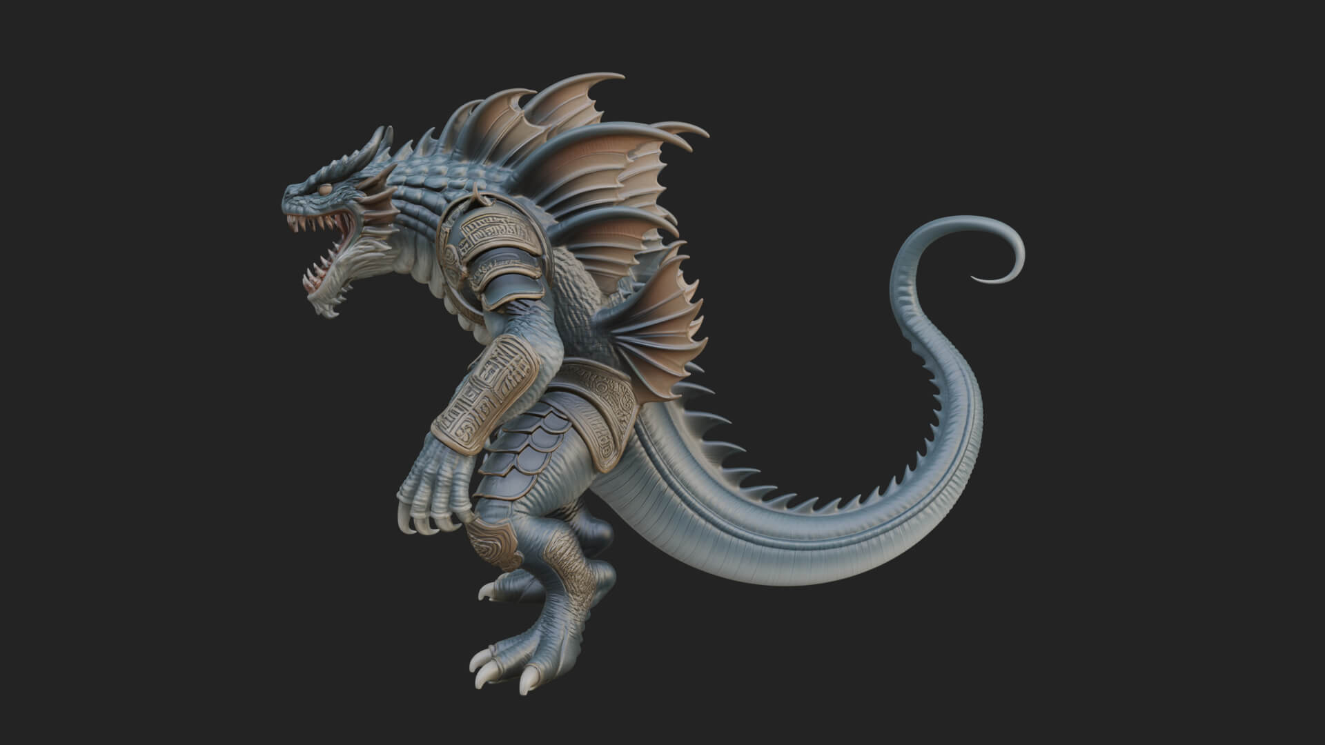 Sea Serpent Dragon Statue Design 2 3D Print Model 3D Model