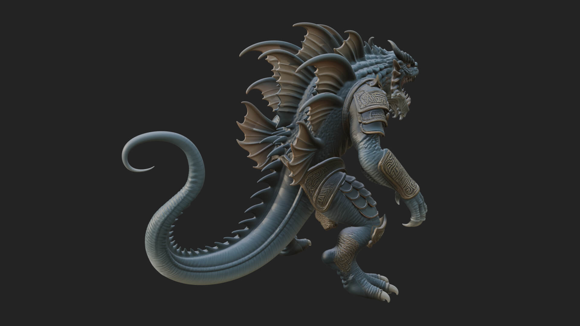 Sea Serpent Dragon Statue Design 2 3D Print Model 3D Model