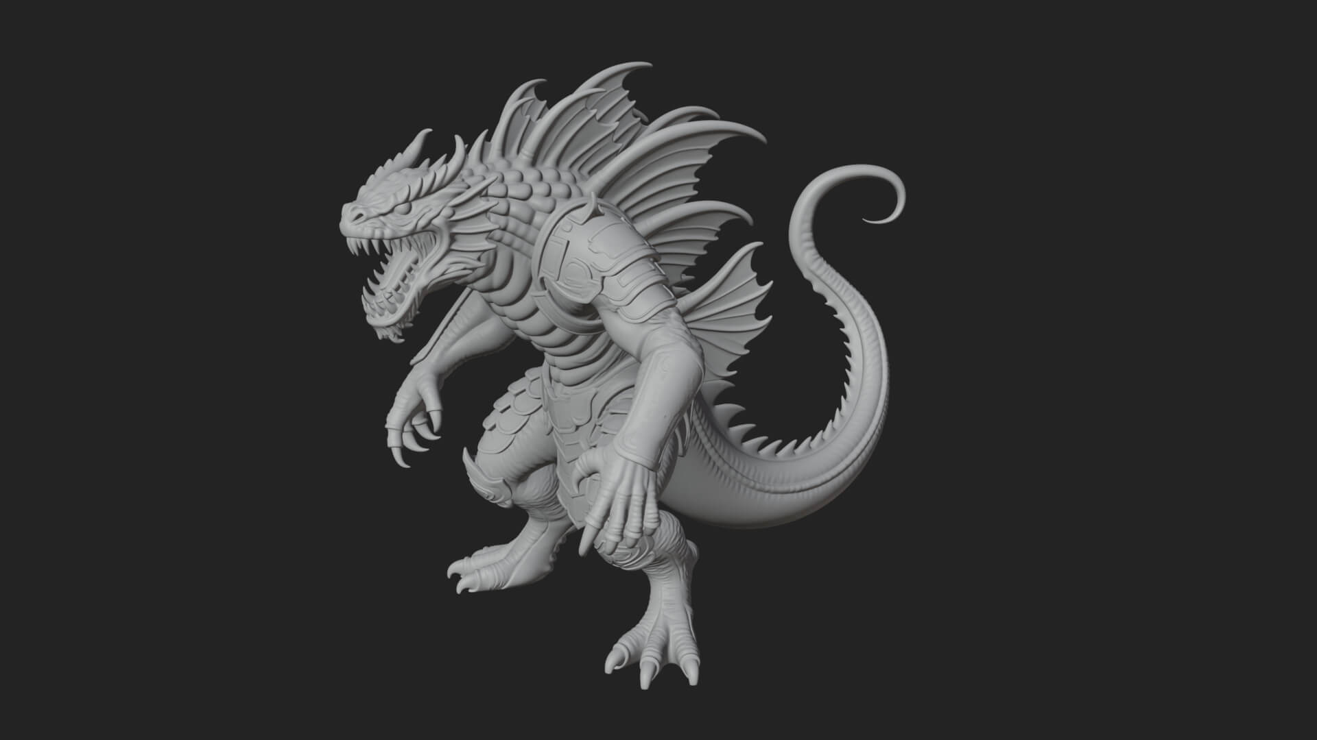 Sea Serpent Dragon Statue Design 2 3D Print Model 3D Model