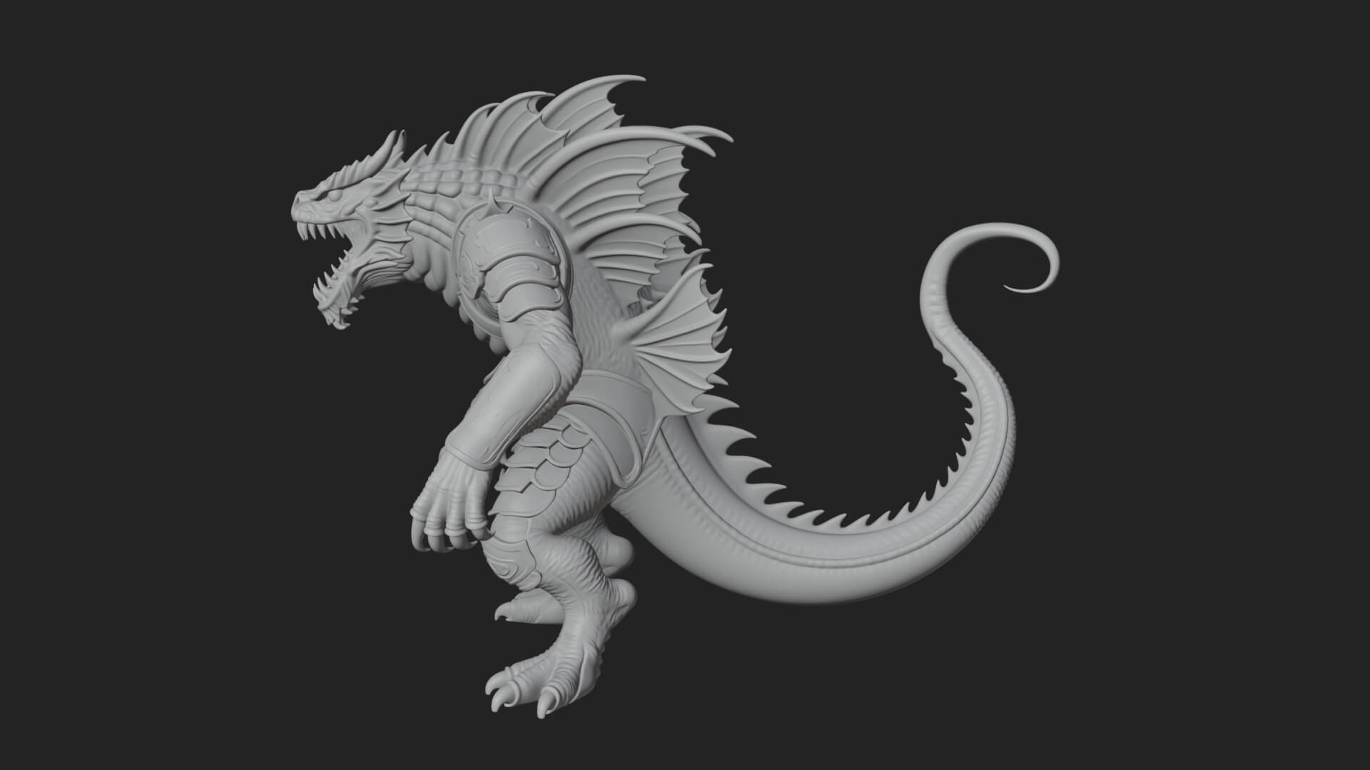 Sea Serpent Dragon Statue Design 2 3D Print Model 3D Model