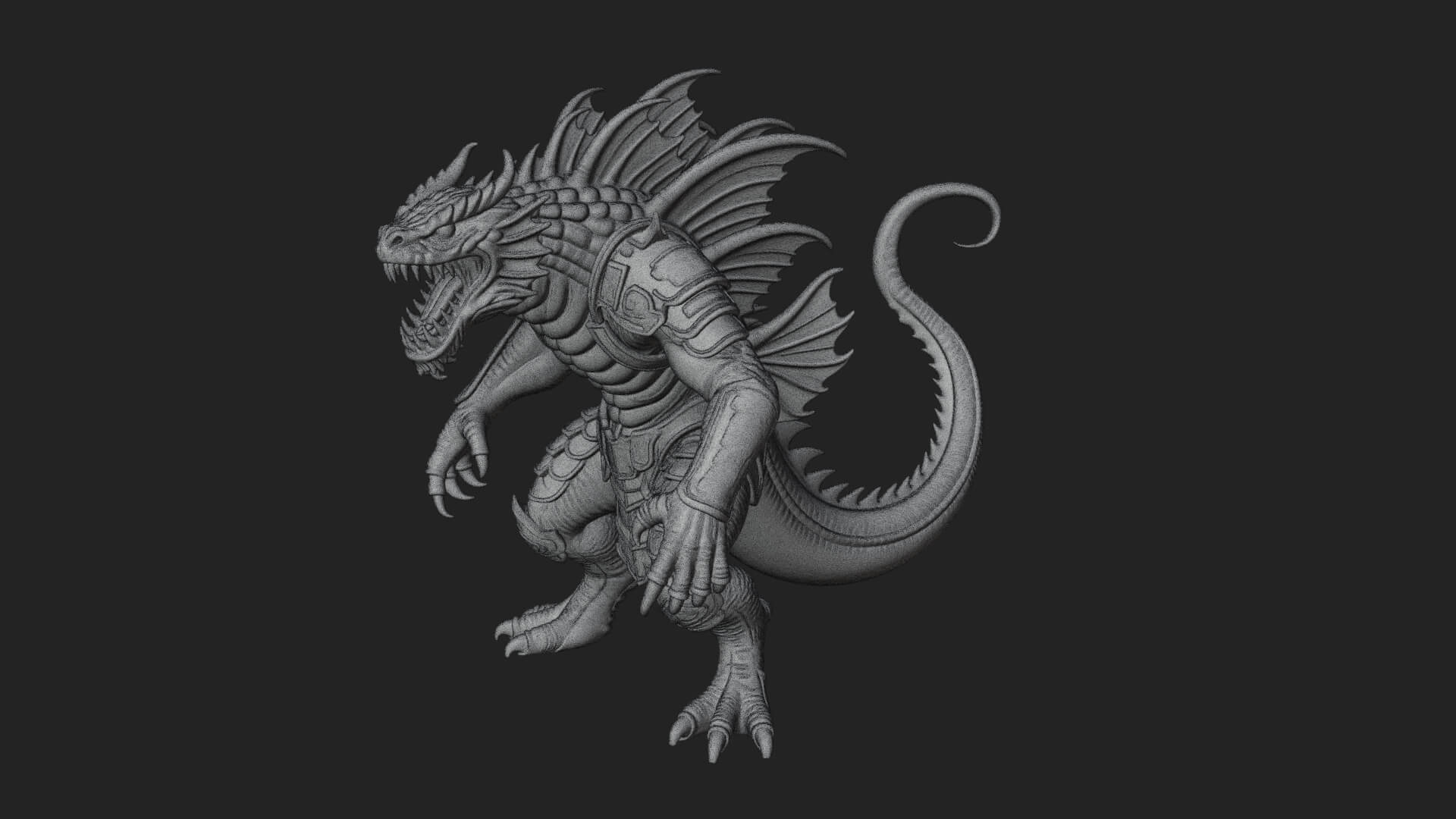 Sea Serpent Dragon Statue Design 2 3D Print Model 3D Model