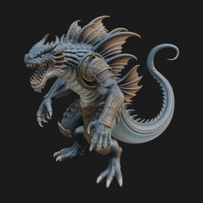 Sea Serpent Dragon Statue Design 2 3D Print Model
