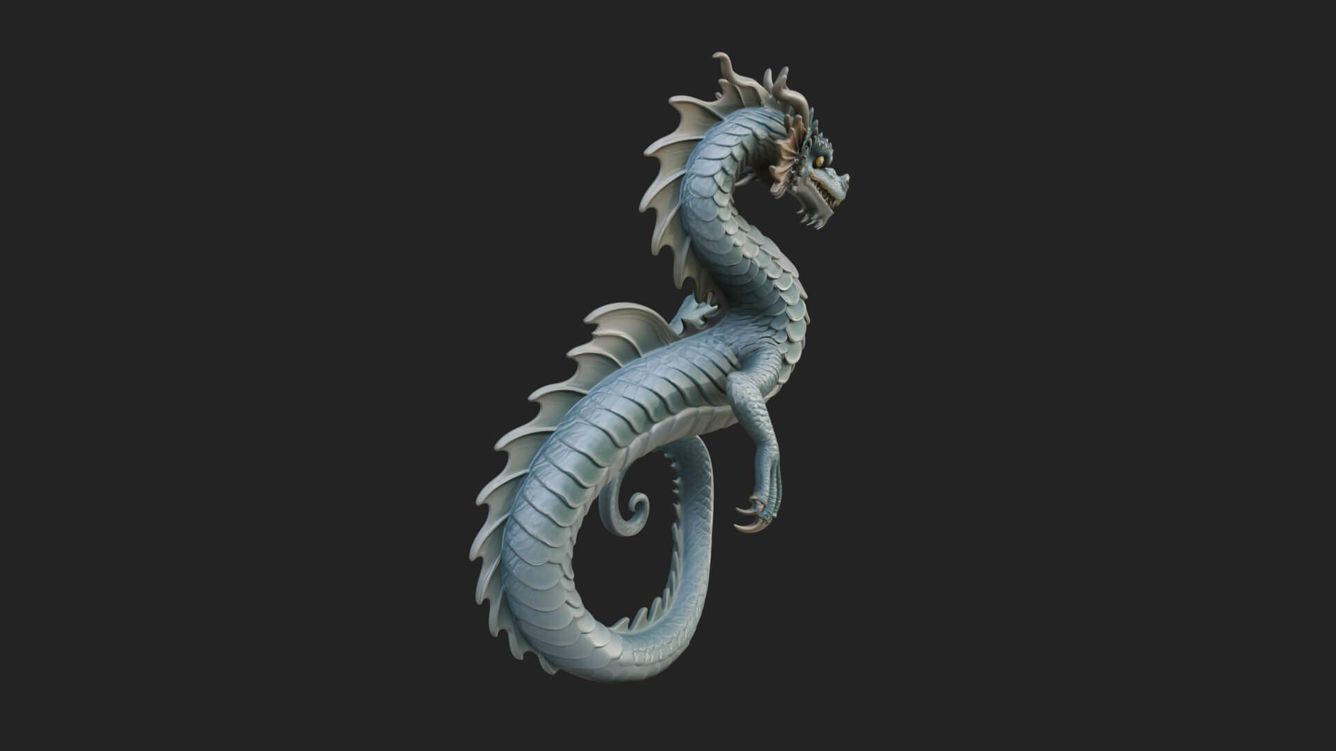 Sea Serpent Dragon Statue Design 3 3D Print Model 3D Model