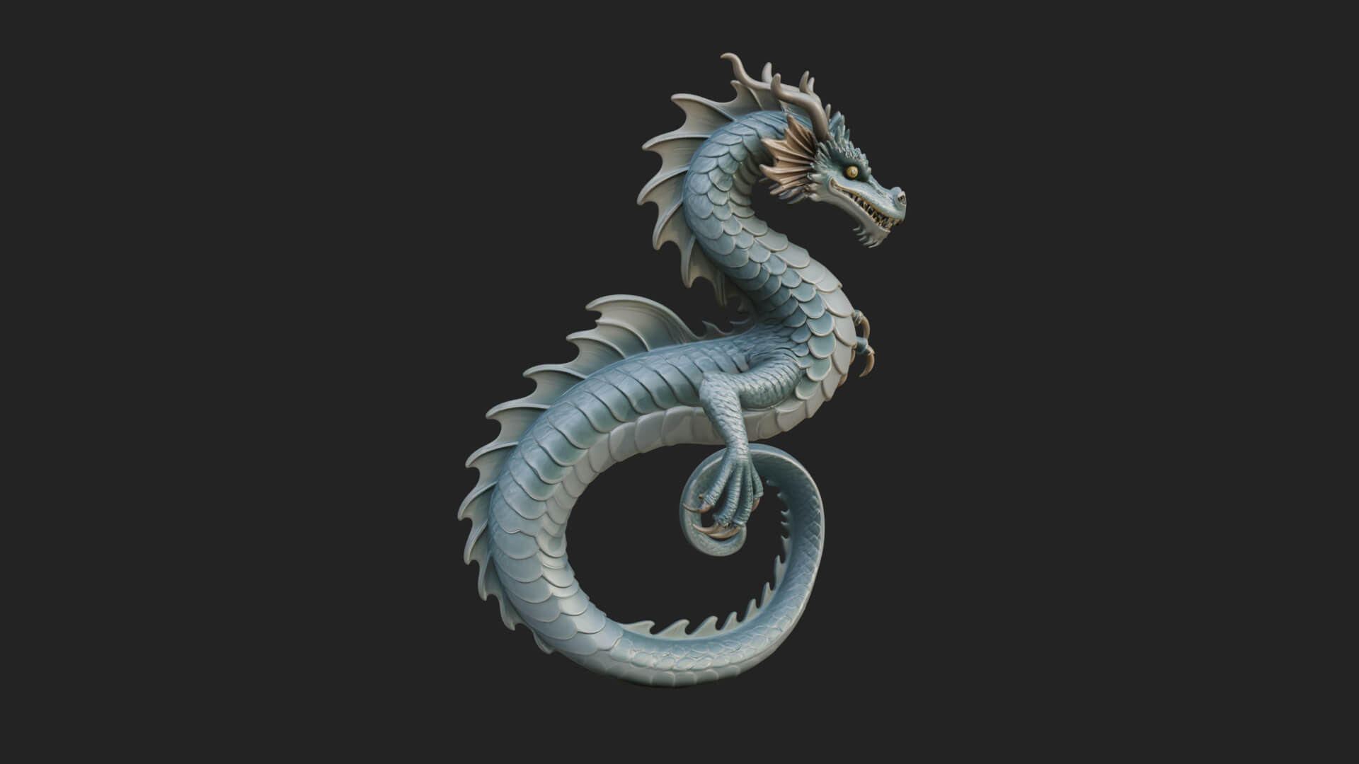 Sea Serpent Dragon Statue Design 3 3D Print Model 3D Model