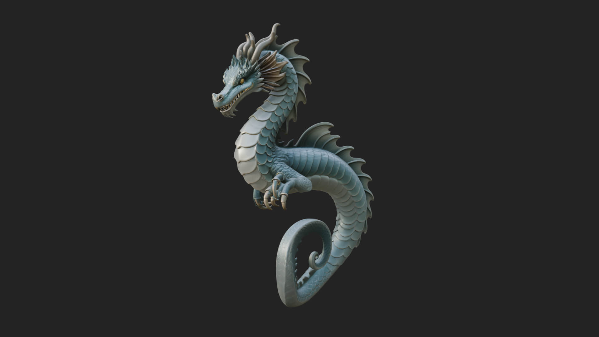 Sea Serpent Dragon Statue Design 3 3D Print Model 3D Model