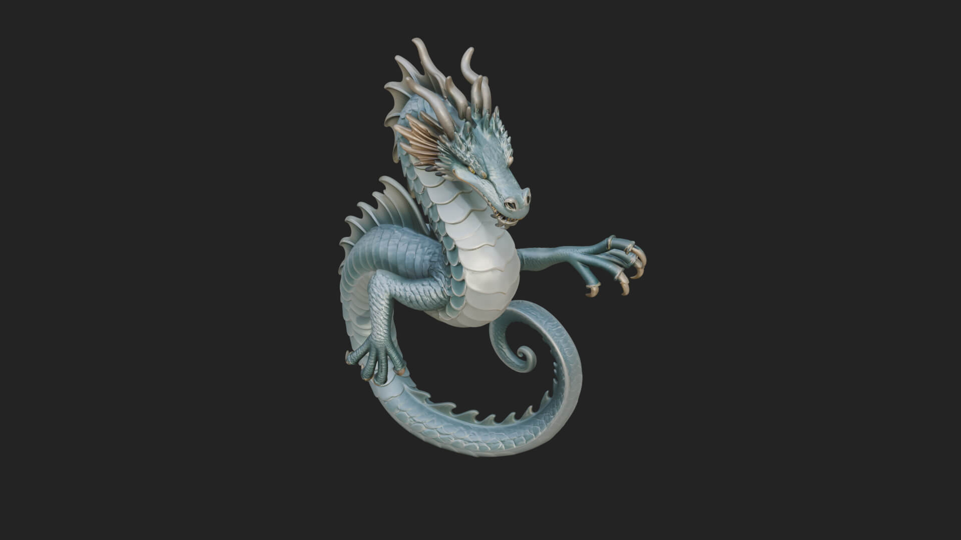 Sea Serpent Dragon Statue Design 3 3D Print Model 3D Model