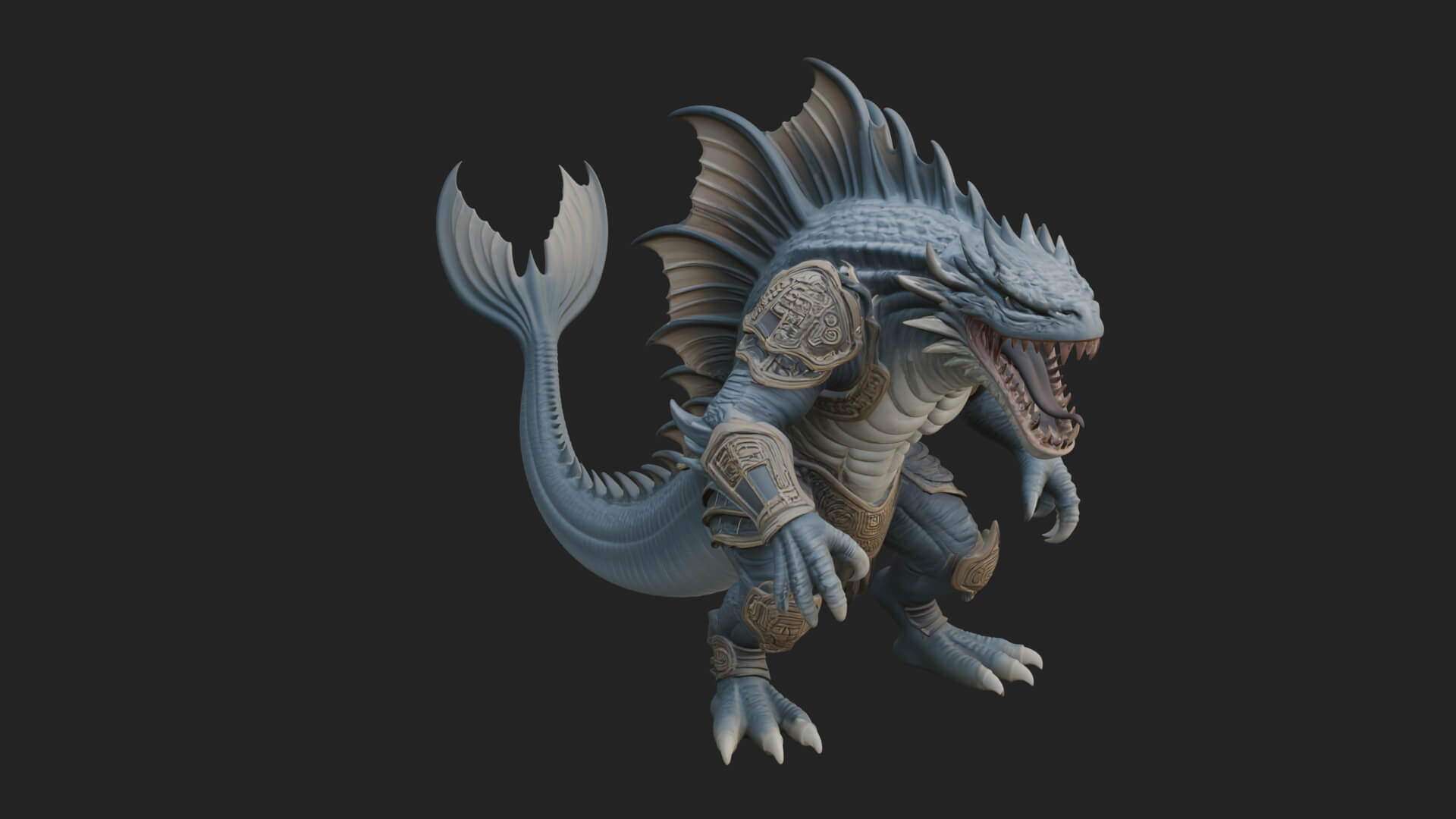 Sea Serpent Dragon Statue Design 4 3D Print Model 3D Model