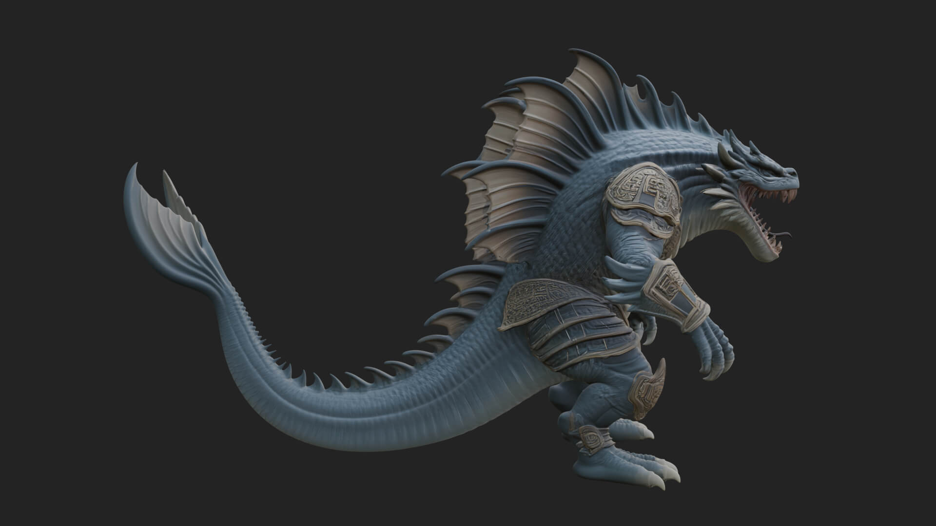 Sea Serpent Dragon Statue Design 4 3D Print Model 3D Model