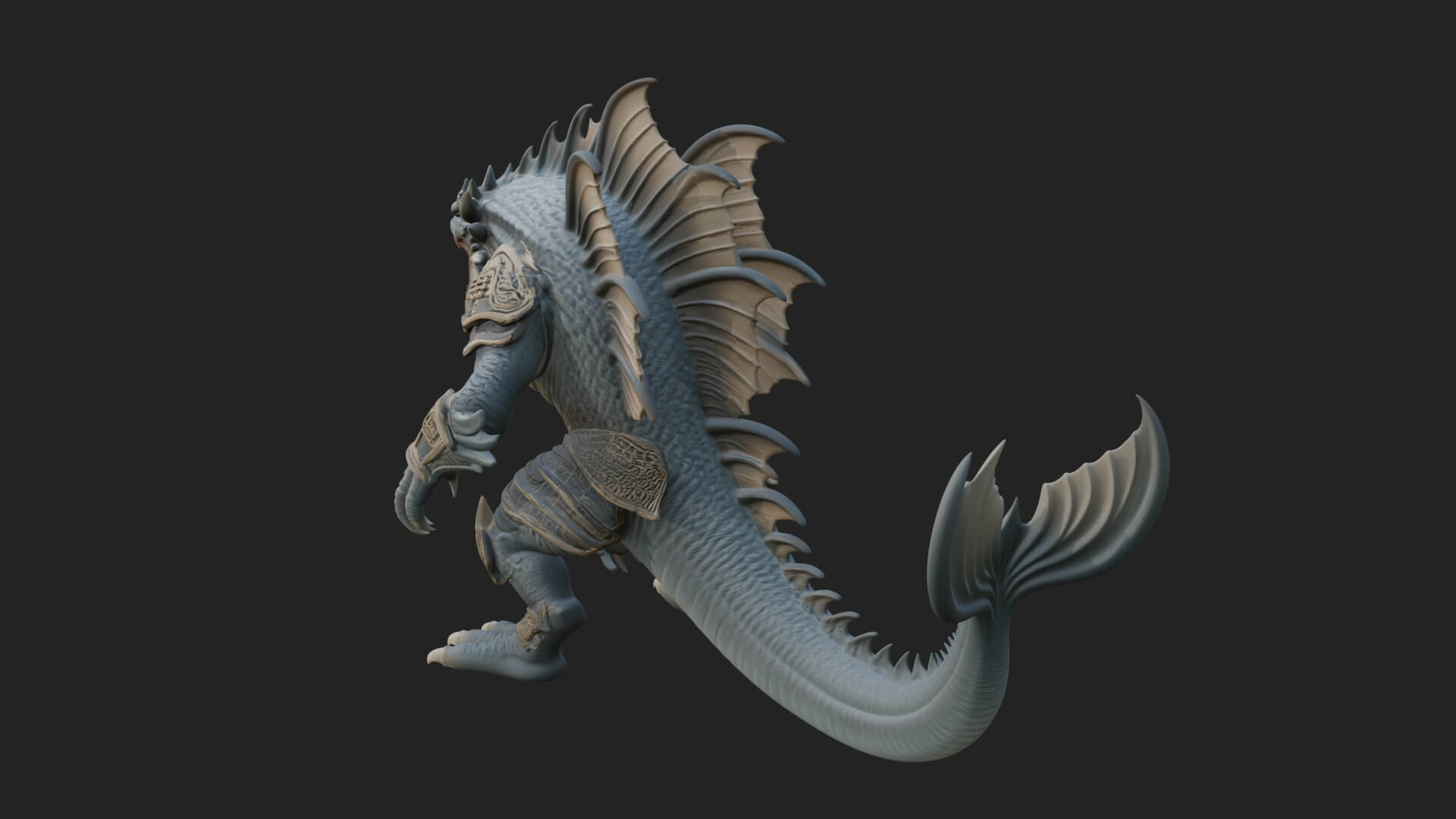 Sea Serpent Dragon Statue Design 4 3D Print Model 3D Model
